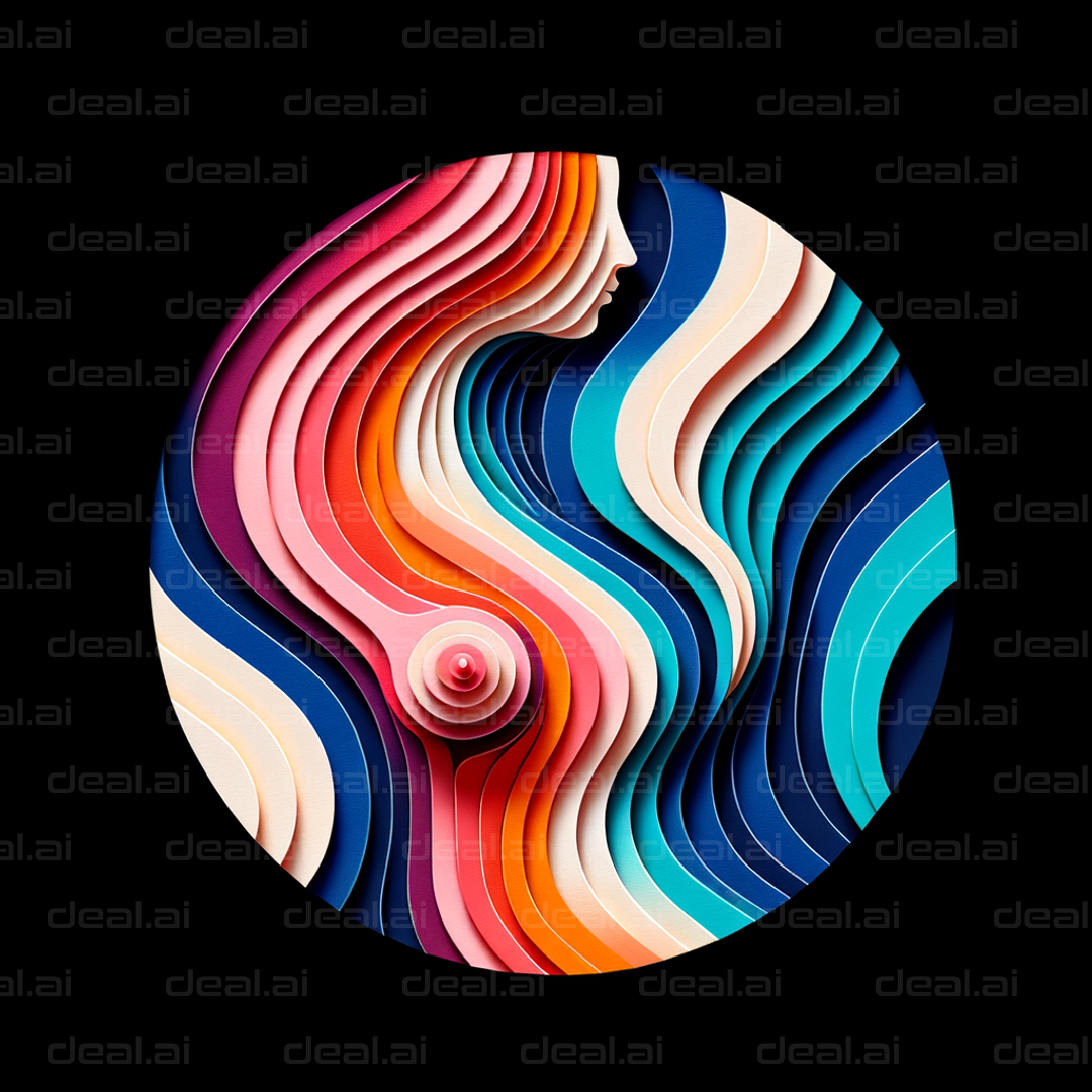 "Vibrant Curves in Layered Art"