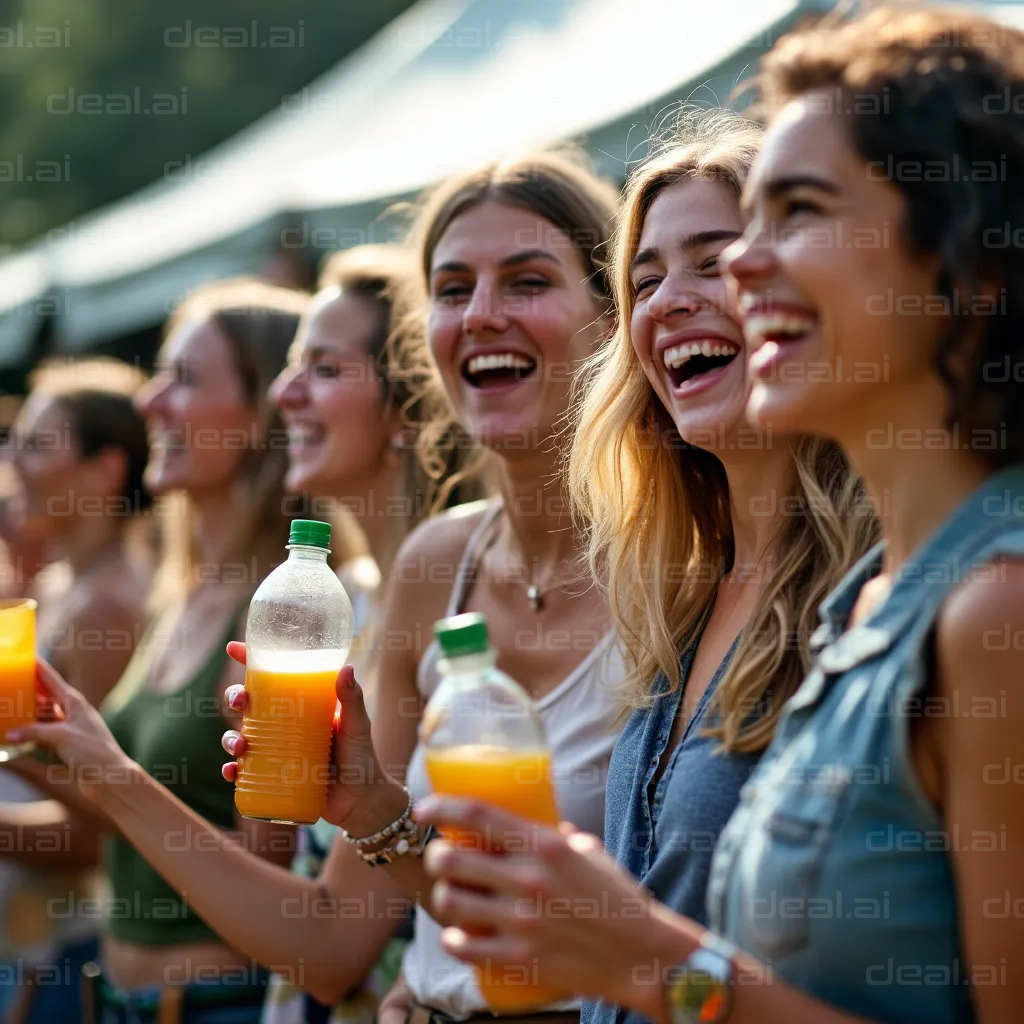 "Laughter and Drinks at a Summer Festival"