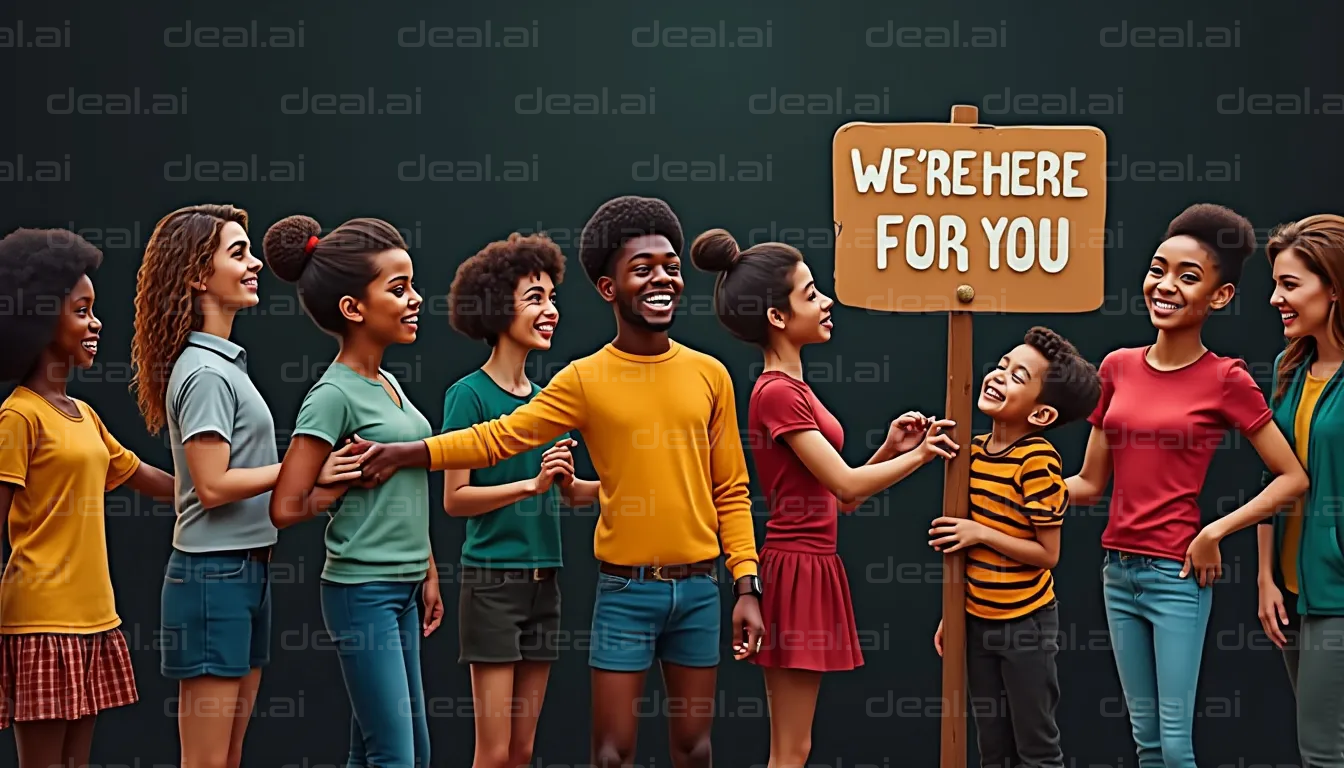 "Diverse Group Holding Support Sign"