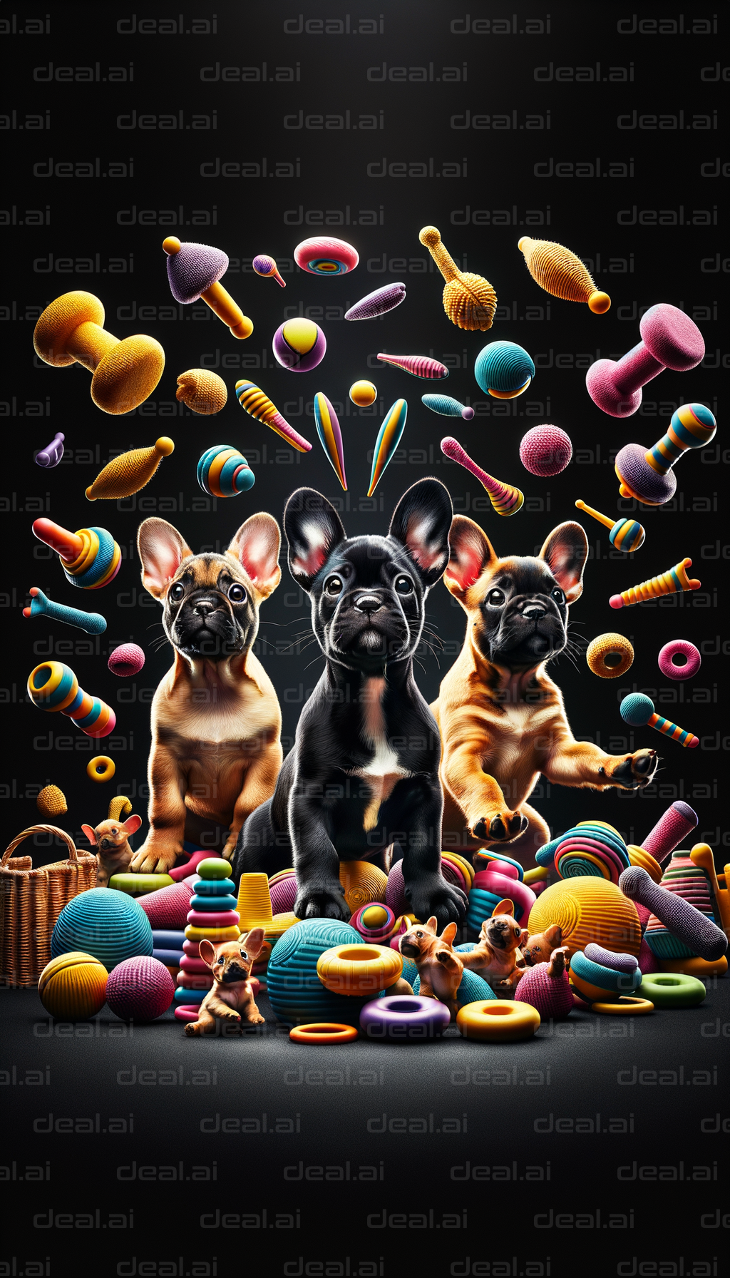 Adorable Puppies and Their Colorful Toys