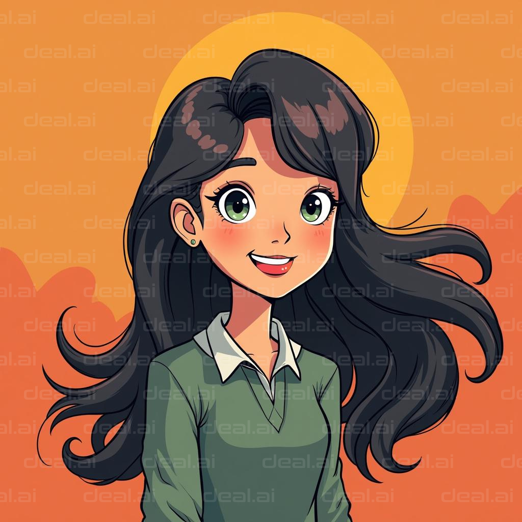 "Smiling Girl at Sunset"