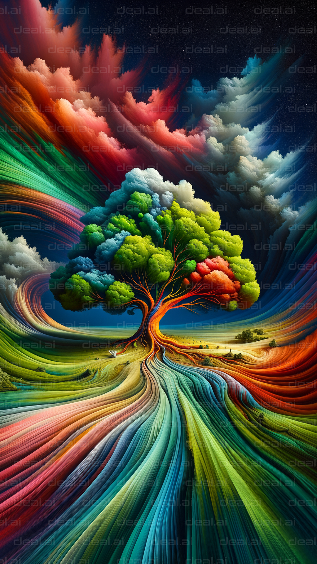 "Colorful Tree in a Dreamscape"
