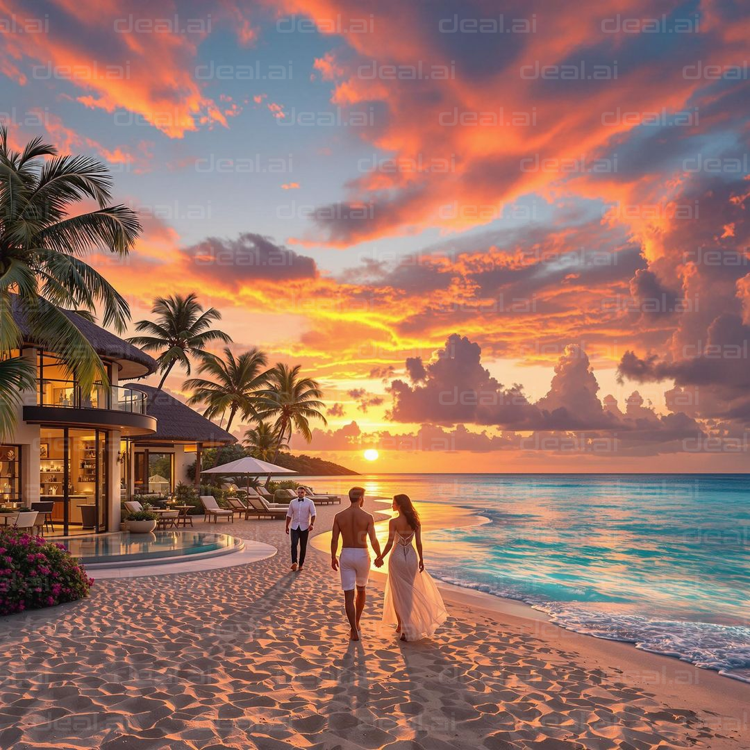 Romantic Sunset Beach Stroll