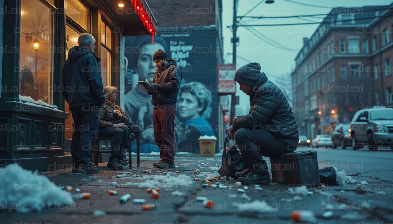 "Urban Street Scene in Winter"