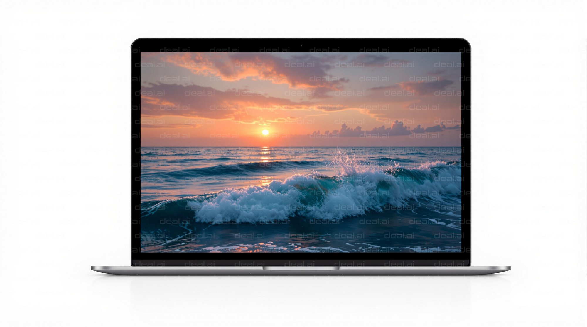 "Sunset Waves on Laptop Screen"