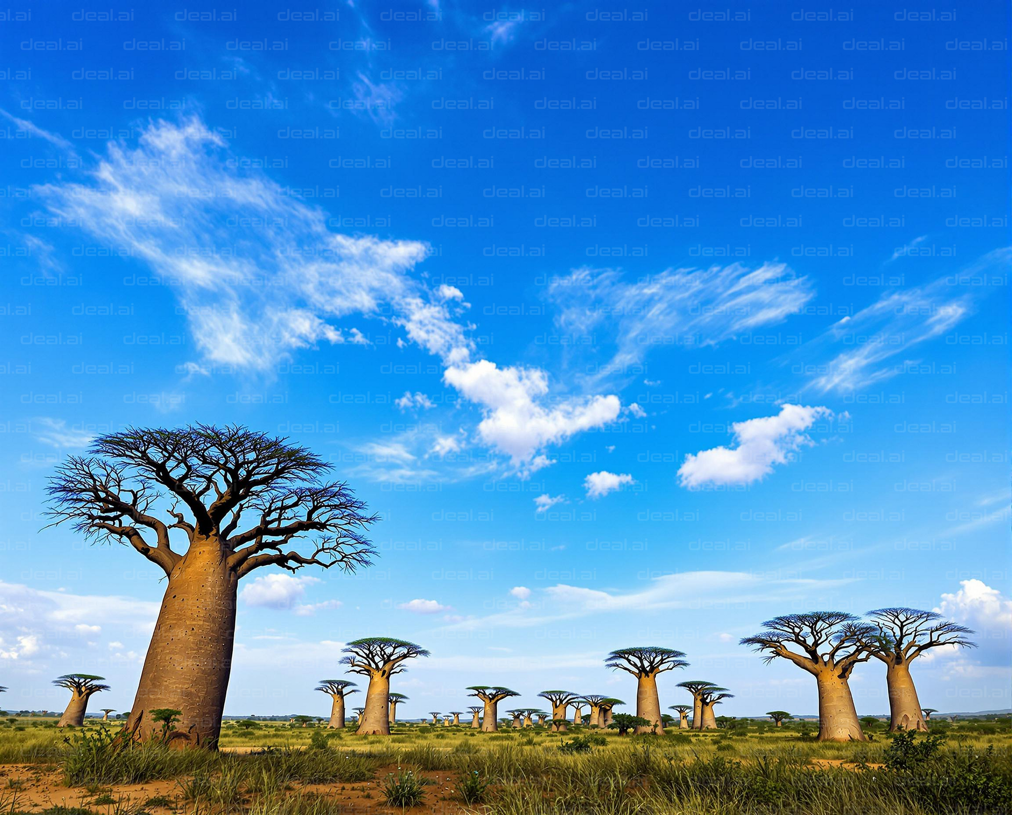 Majestic Baobabs Under Blue Skies