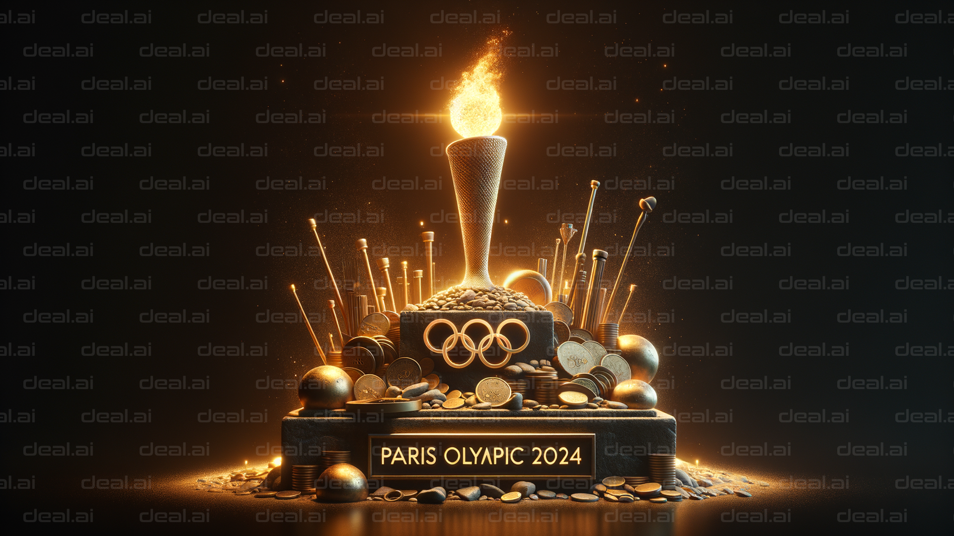 "Paris Olympics 2024 Torch and Medals"