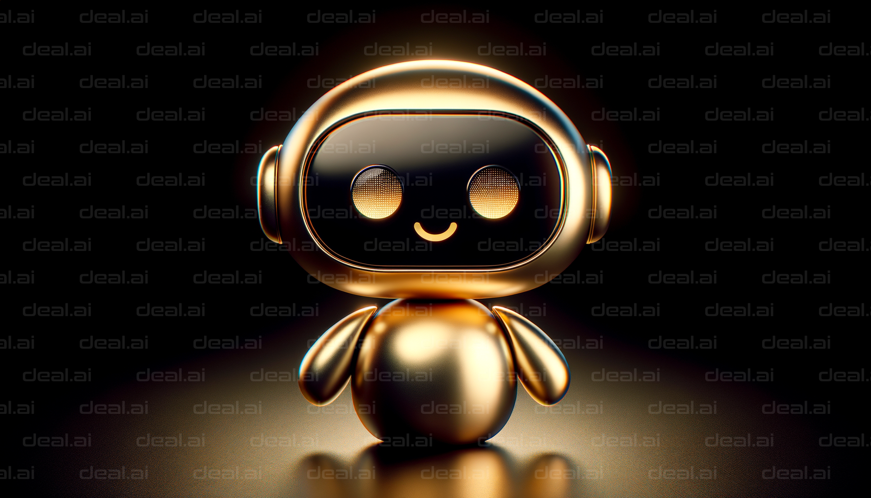 Golden Smiling Robot in the Dark