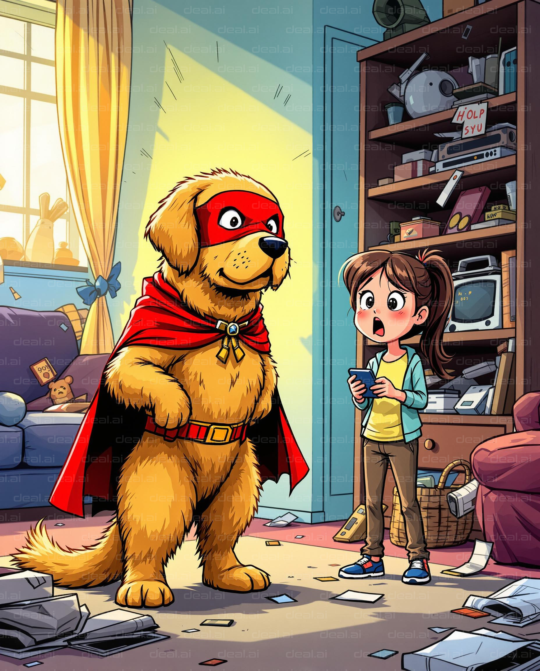 "Superdog Surprises Little Girl"