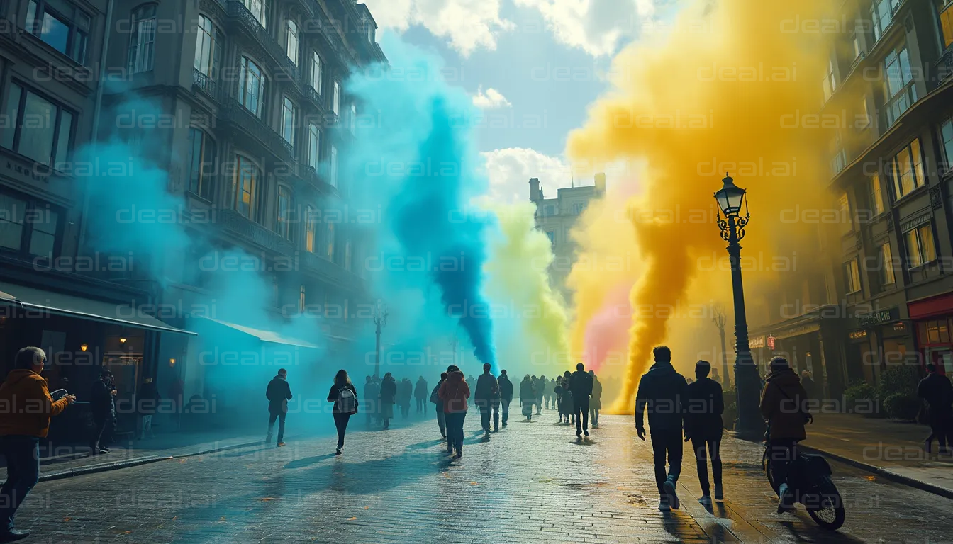 Vibrant Smoke in the City Streets