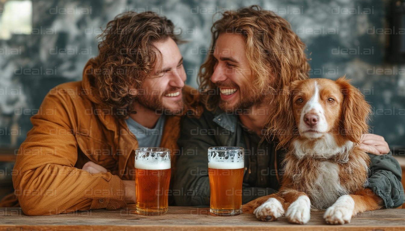 Friends, Beers, and a Dog