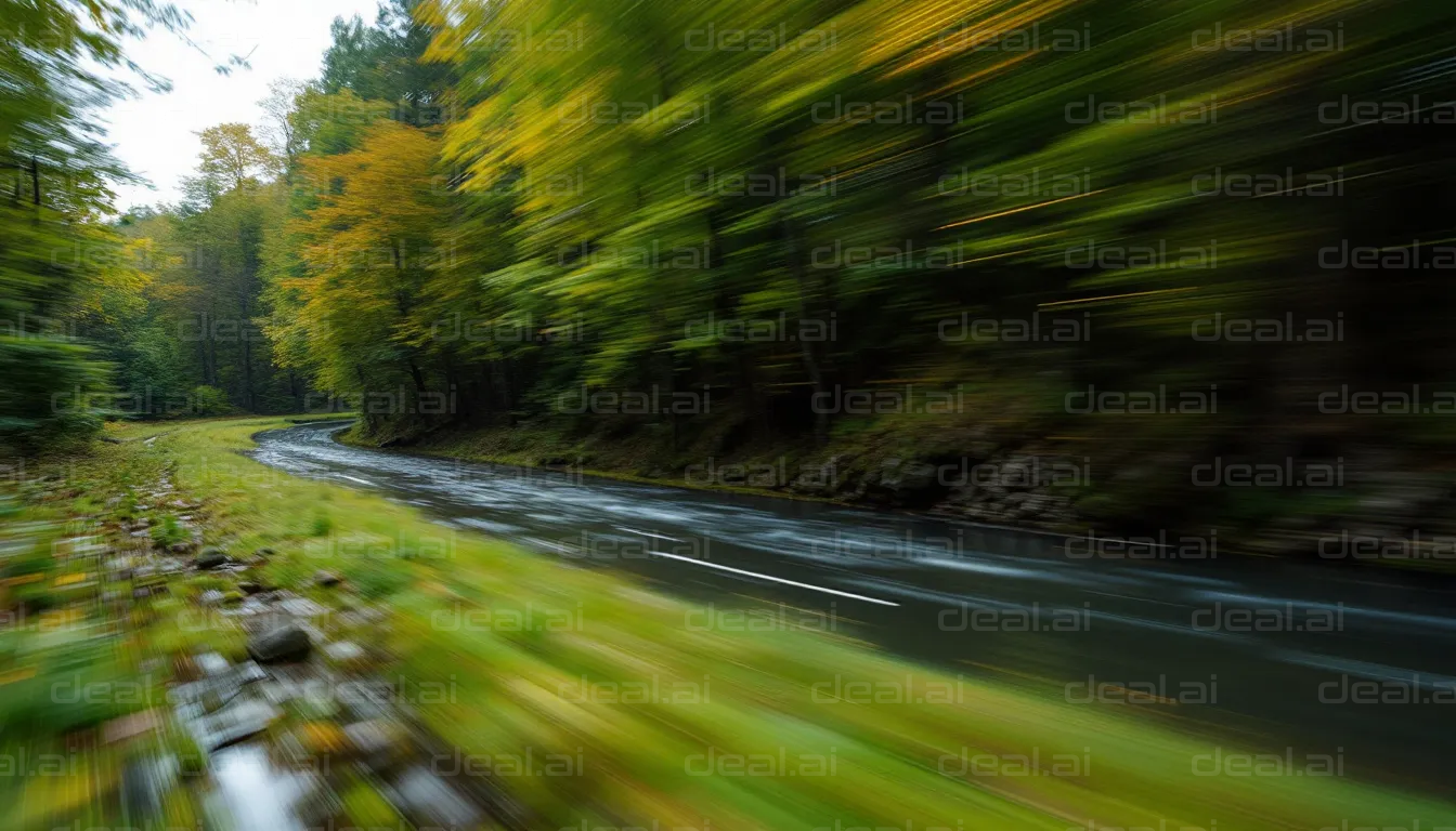 Rushing River Through The Forest