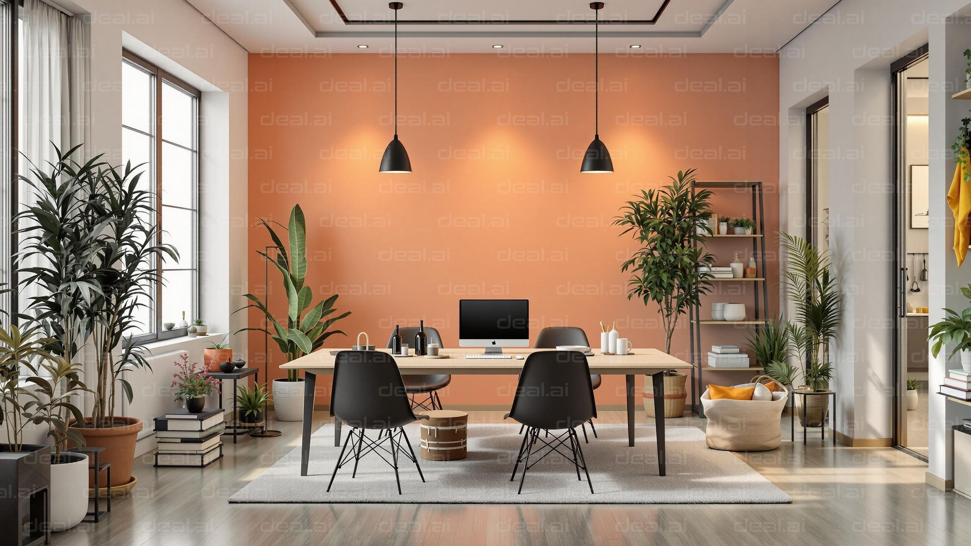 Stylish Office with Plants