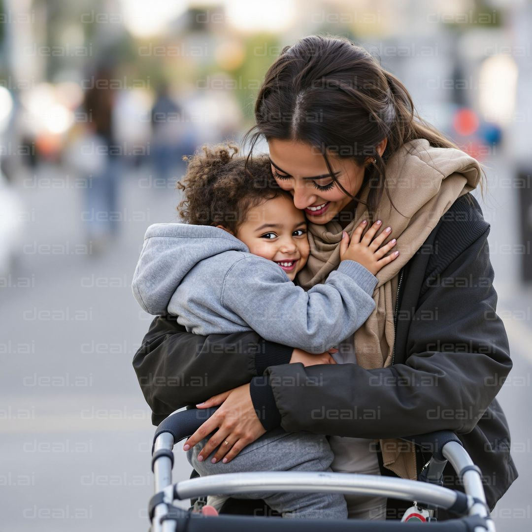 Mother and Child's Joyful Hug