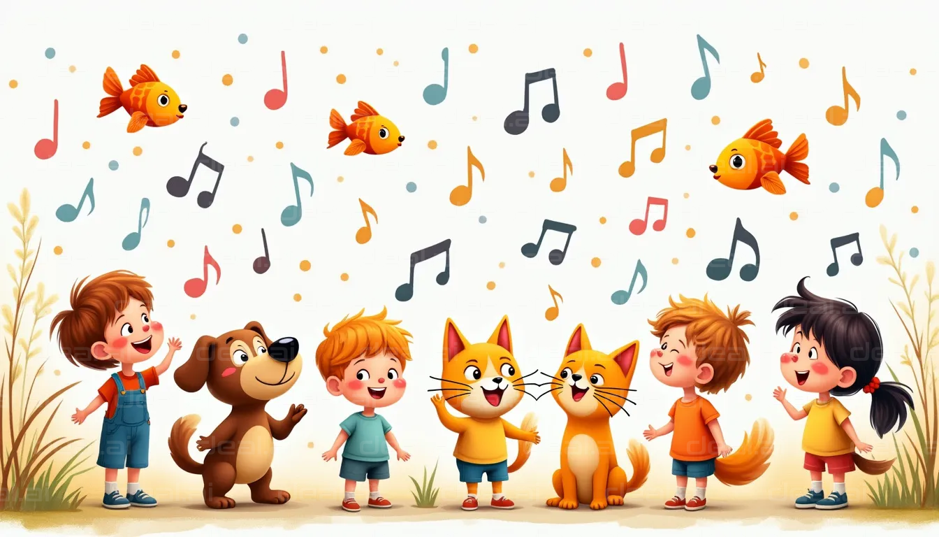 "Kids and Animals Singing Together"