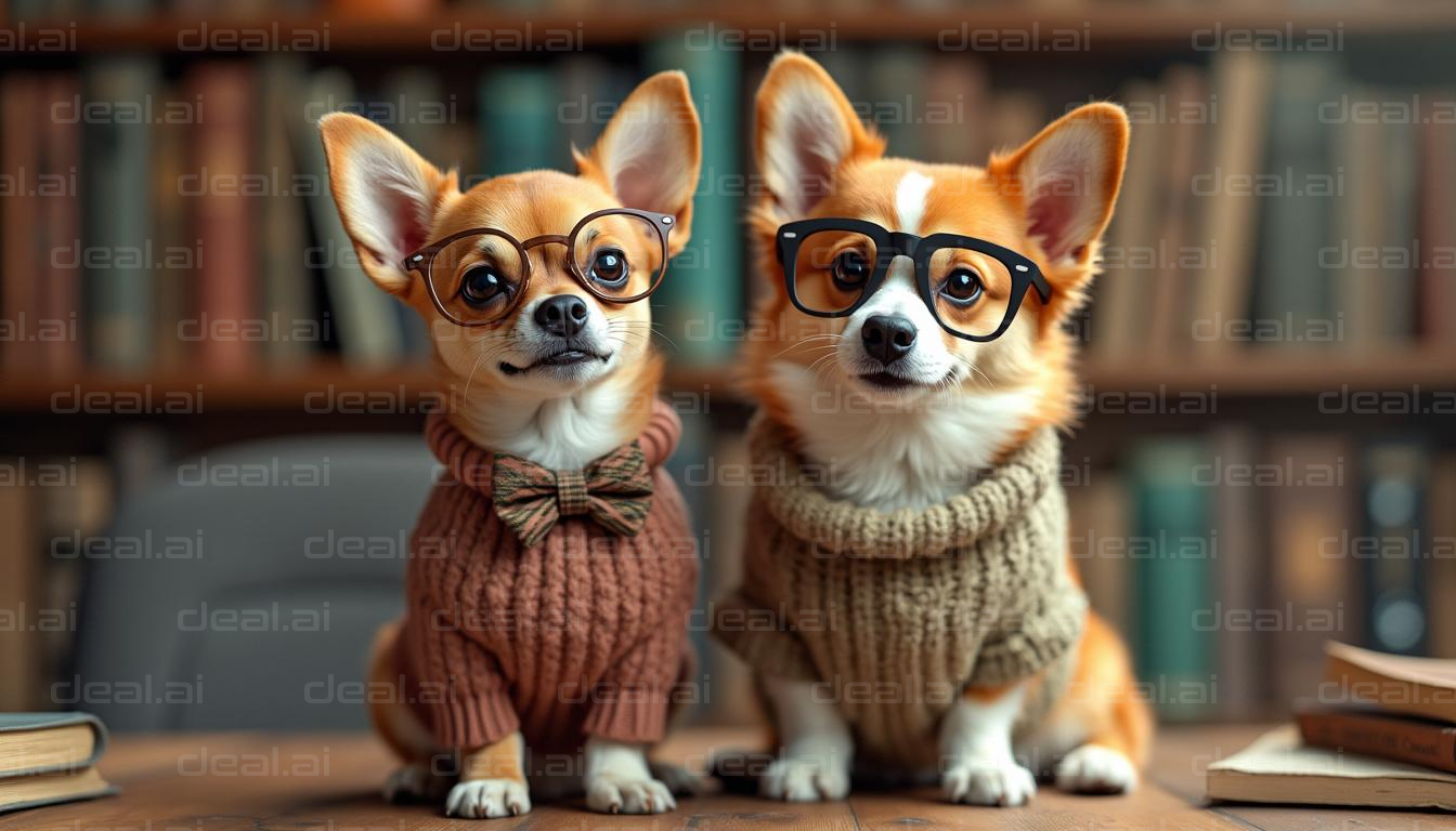 Cute Canine Scholars in Glasses