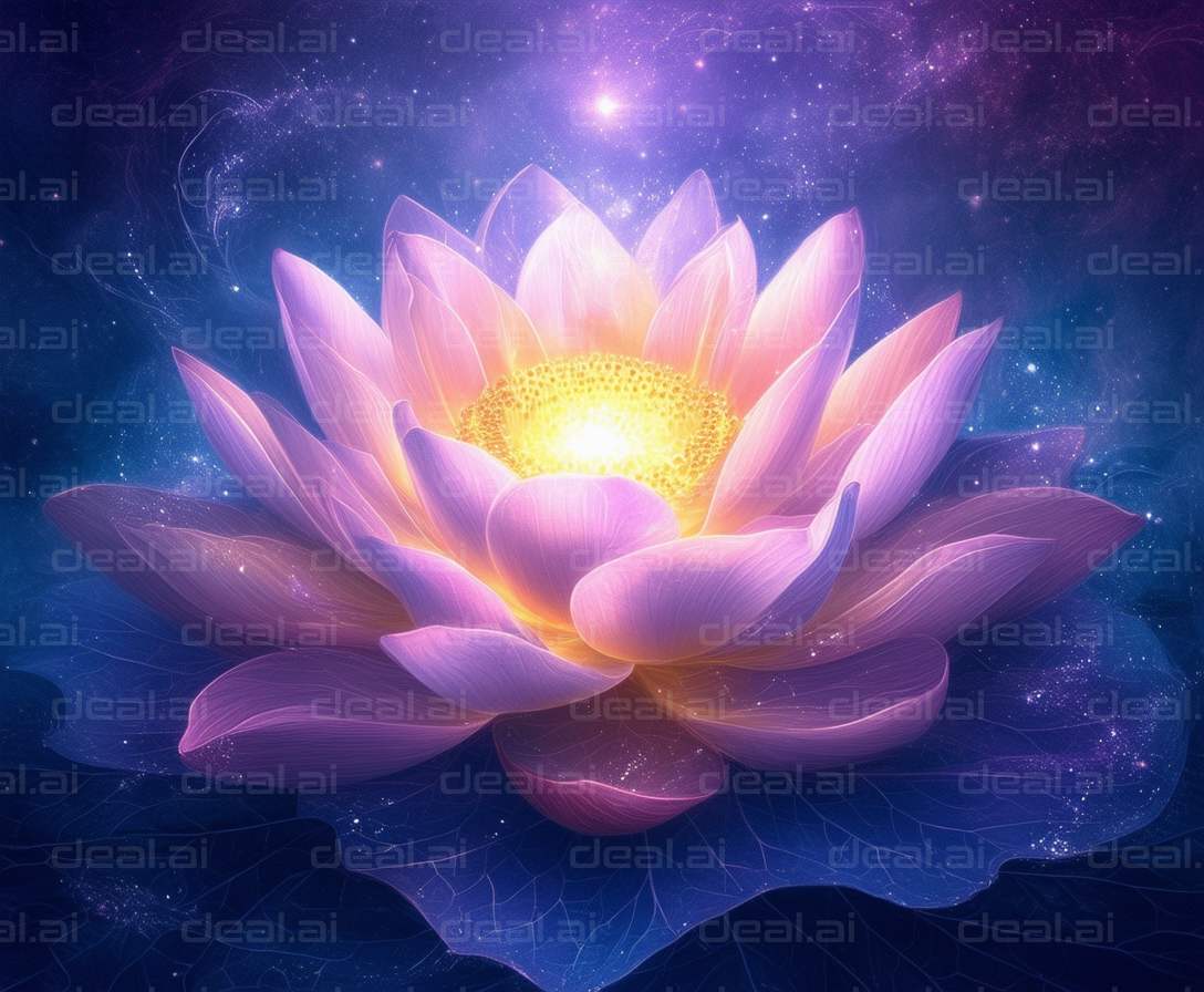 "Glowing Lotus in a Cosmic Night"