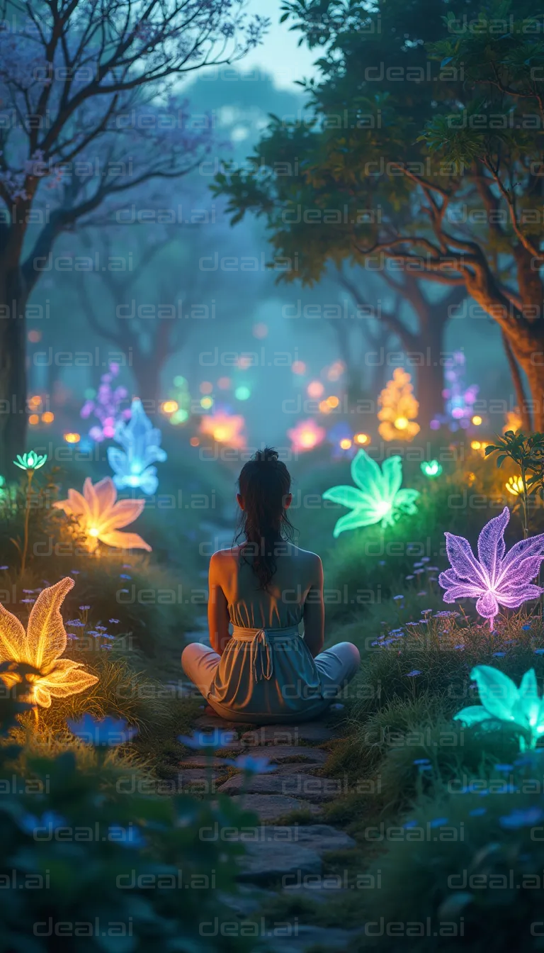 Meditation Among Glowing Flowers