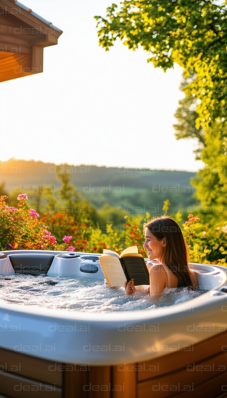 Relaxing with a Book in the Hot Tub