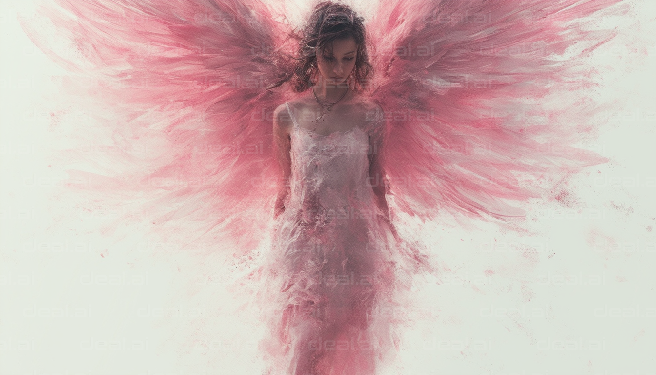 "Graceful Angel in Pink Silhouette"