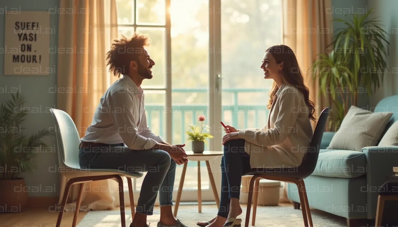 "Friendly Conversation by the Window"