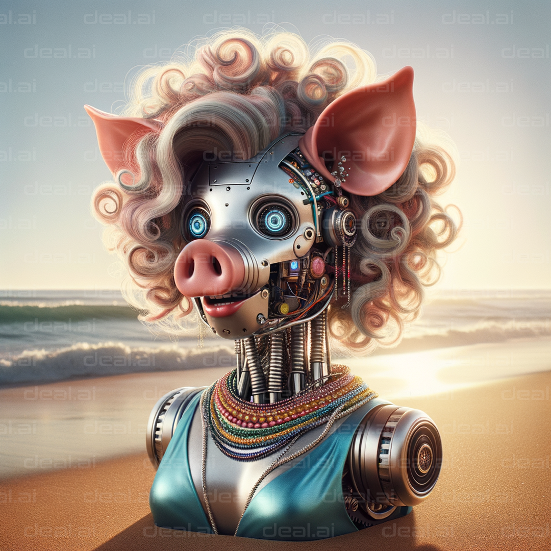 "Cyber Pig Woman at the Beachfront"