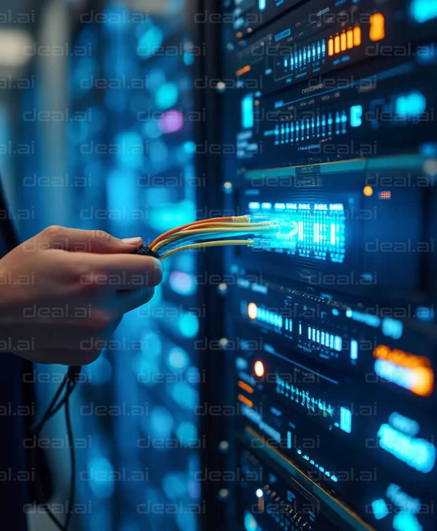 Connecting Network Cables in Server Room