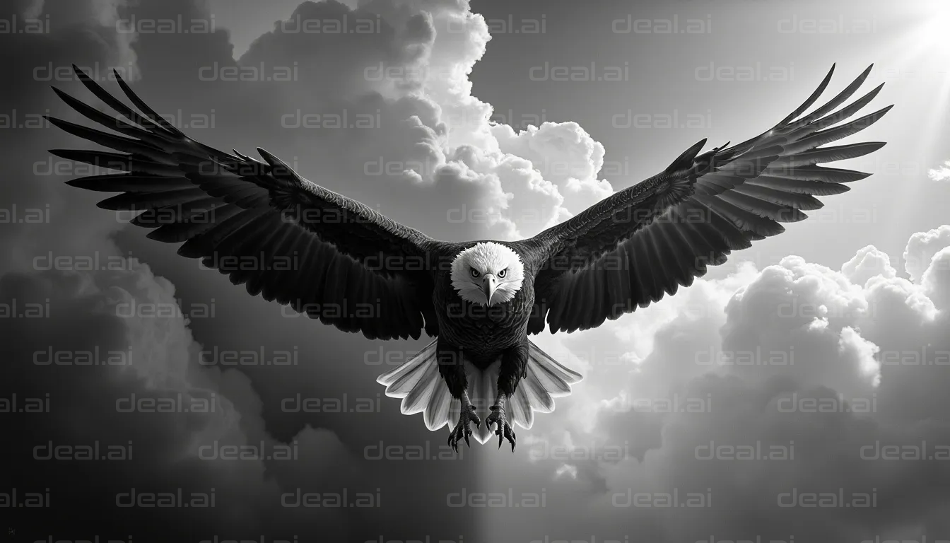 Eagle Soaring Through Stormy Skies