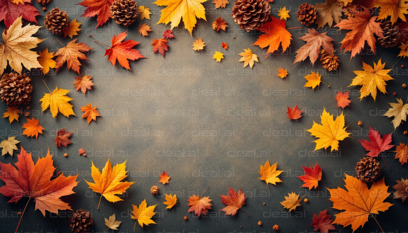 Autumn Leaves and Pinecones Border