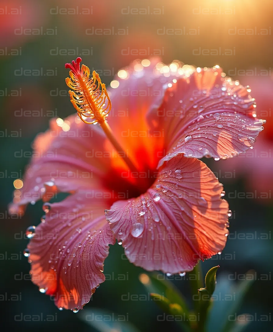 Dew-Kissed Hibiscus at Sunrise