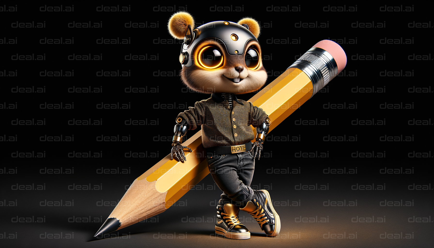 Cyber Hamster with Giant Pencil