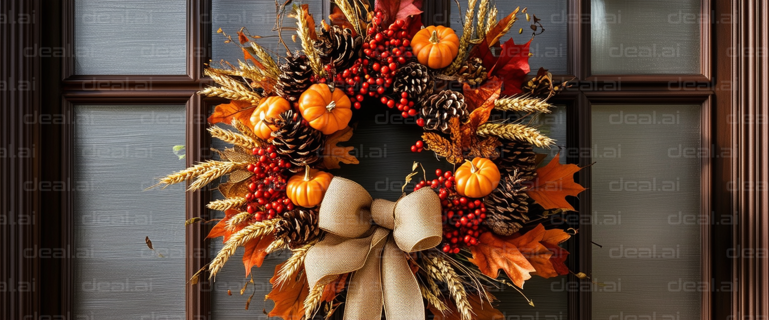 Festive Autumn Wreath on Door