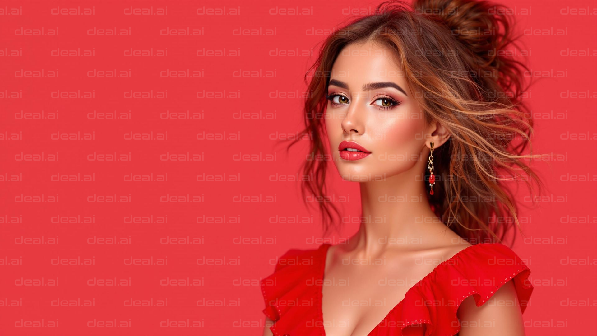 Elegant Woman in Red Dress
