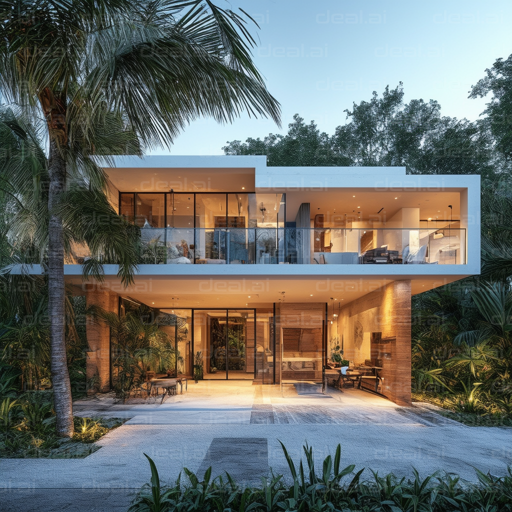 Modern Tropical Villa at Dusk