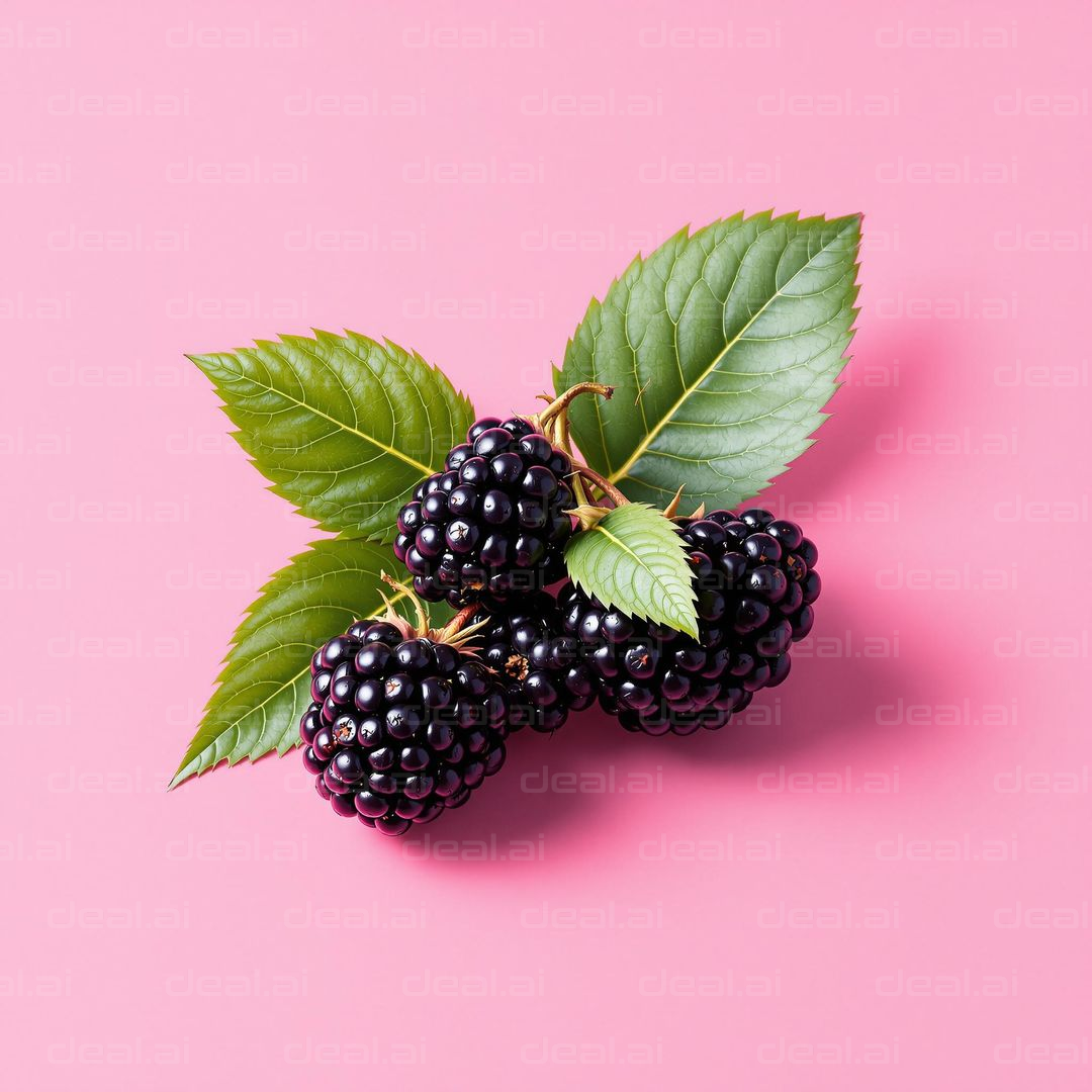 Fresh Blackberries on Pink Background