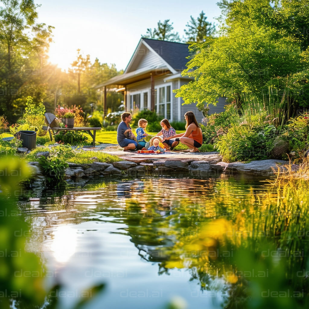 Family Time by the Pond