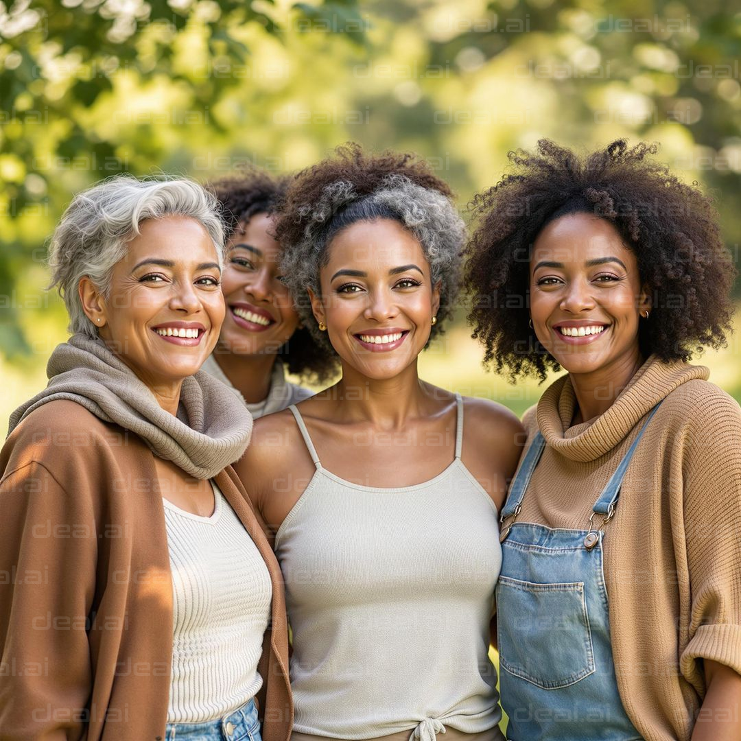 Smiling Friends Outdoors Together