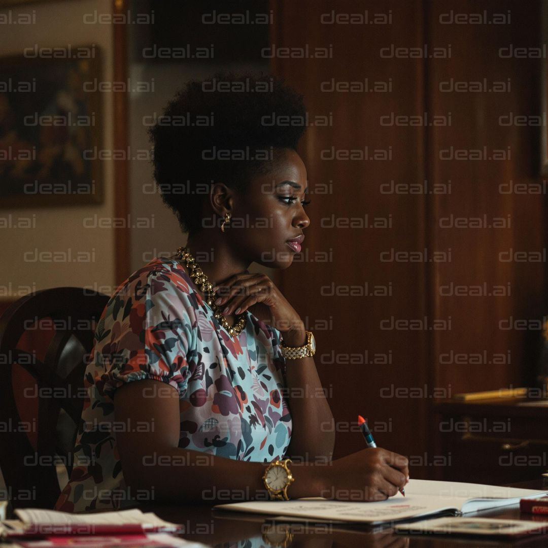 Focused Woman Writing Notes