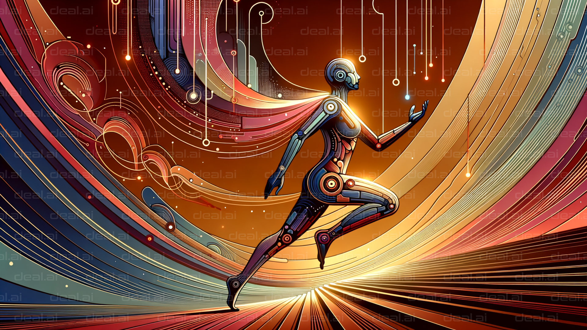 "Futuristic Runner in Abstract Universe"