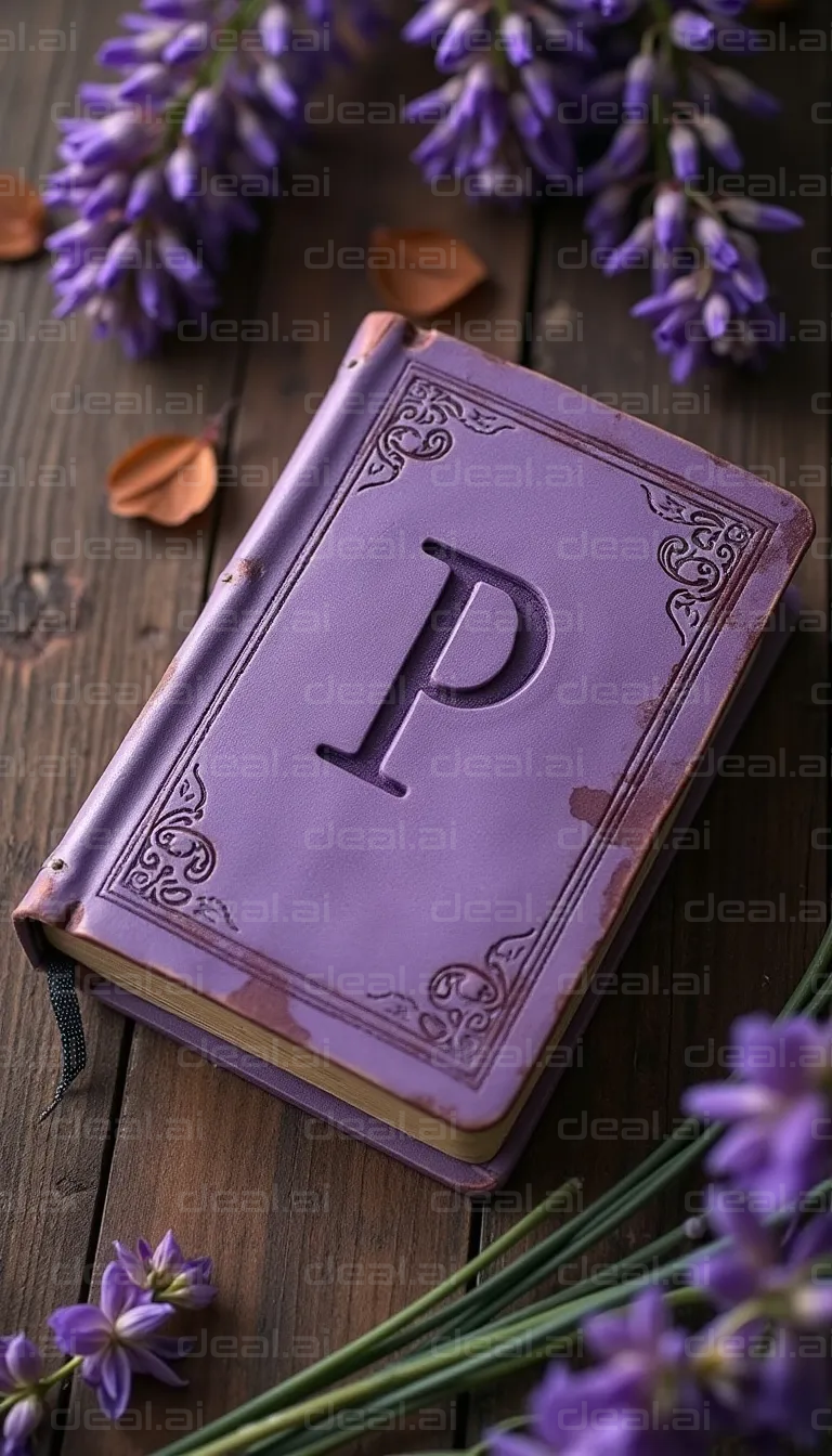 "Purple Book with Floral Background"