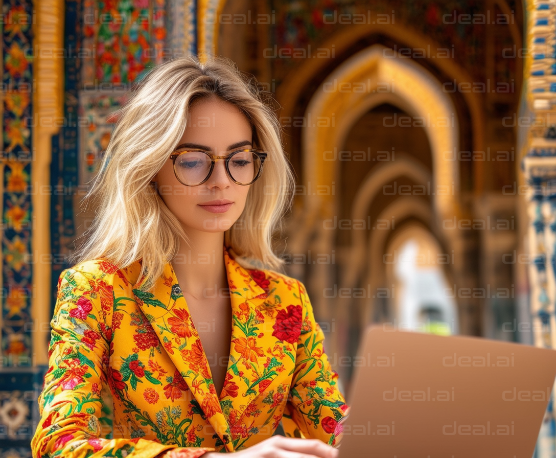 "Focused Work in Vibrant Floral Blazer"