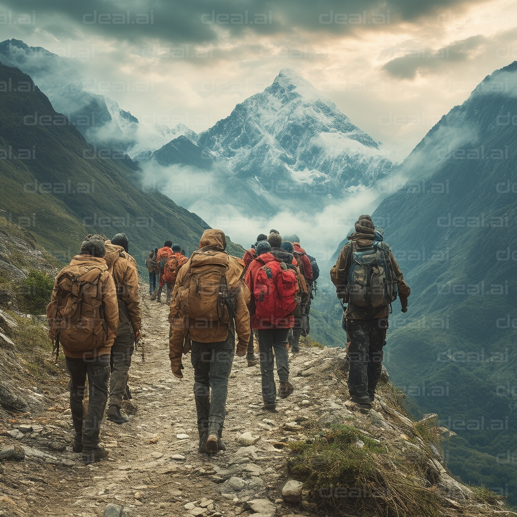 Hikers on a Mountain Adventure