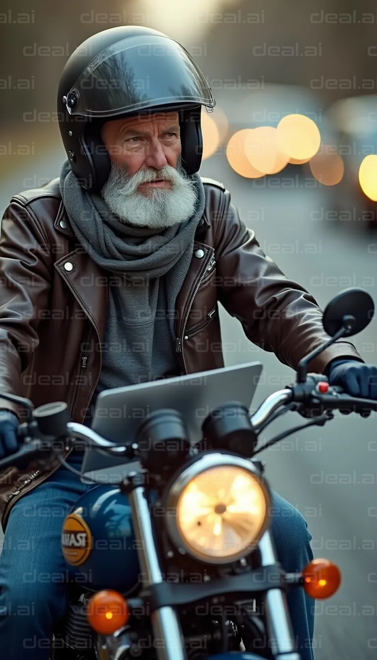 Bearded Biker on the Road