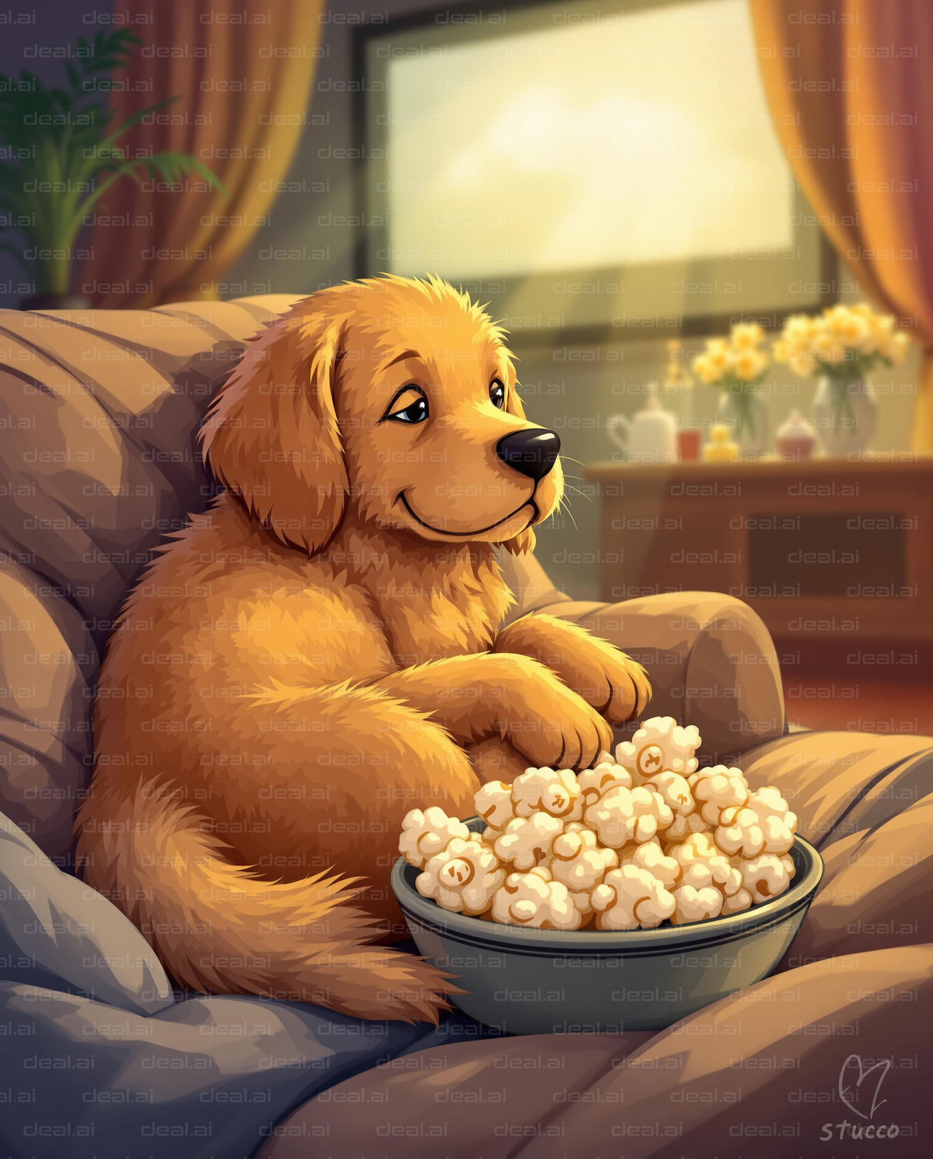 Dog's Cozy Popcorn Time