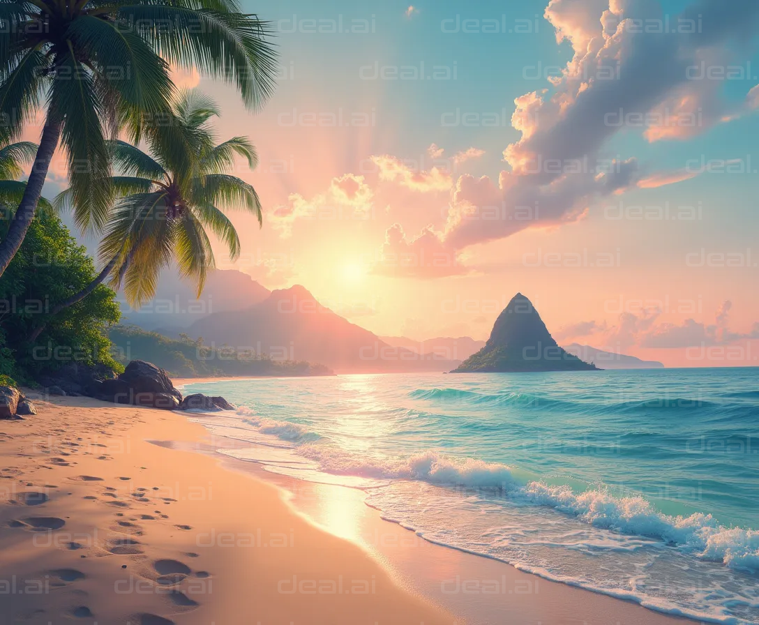 "Sunset Serenity at a Tropical Beach"