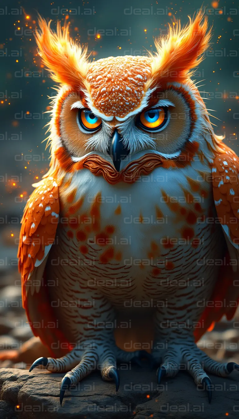 Fiery Feathered Owl Stare