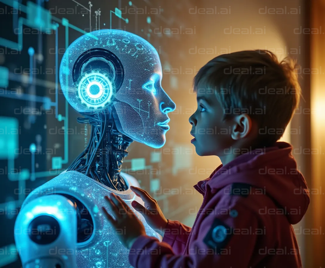 "Curious Encounter with a Futuristic Robot"