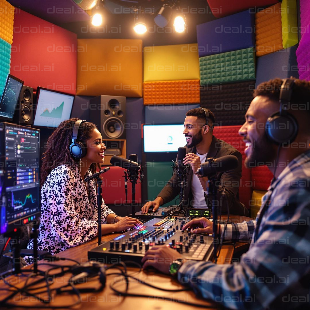 Podcast Vibes in Colorful Studio