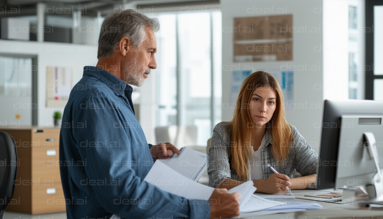 Discussing Reports at the Office Desk