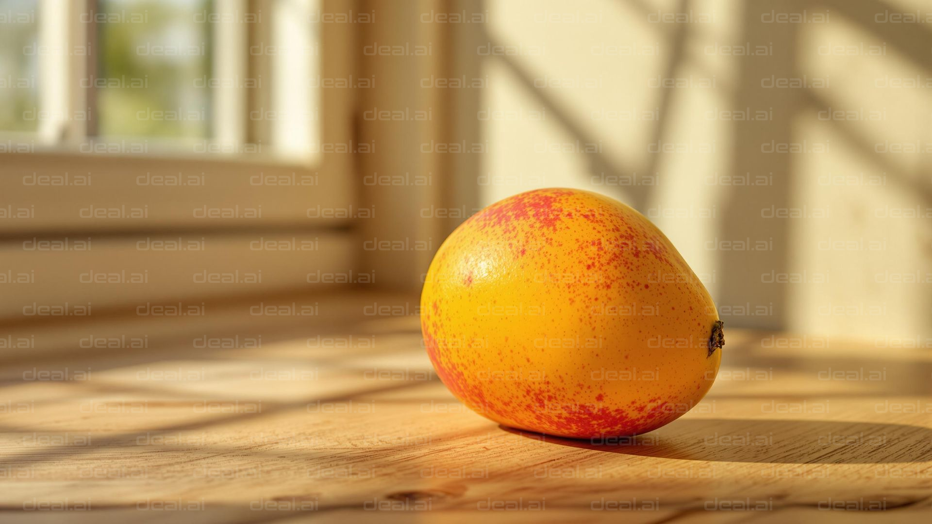 Sunlit Speckled Mango on Table